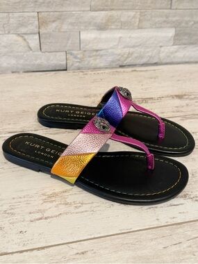 Kurt Geiger Women's Multicolor Leather Thong Sandals